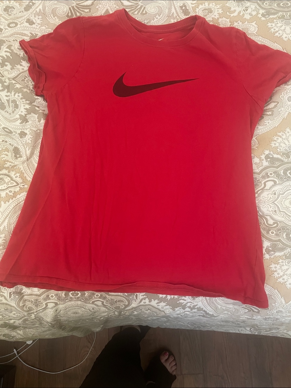 Nike Red T-Shirt with Black Swoosh Logo